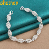 925 Silver Bead Ball Bracelet Chain Women Wedding Birthday Gift Charm