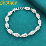 925 Silver Bead Ball Bracelet Chain Women Wedding Birthday Gift Charm
