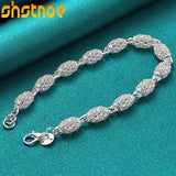 925 Silver Bead Ball Bracelet Chain Women Wedding Birthday Gift Charm