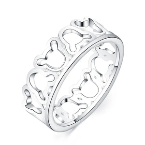925 Silver Hollow Bear Ring For Man Women Engagement Wedding