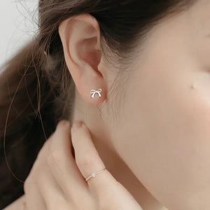 925 Silver Bowknot Stud Earrings Sweet Punk Piercing Jewelry