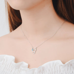925 Silver Hollow Cat Crystal Necklace Women Chain Fine Jewelry