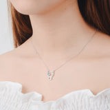 925 Silver Hollow Cat Crystal Necklace Women Chain Fine Jewelry
