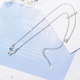 925 Silver Hollow Cat Crystal Necklace Women Chain Fine Jewelry