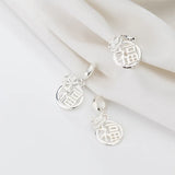 925 Sterling Silver Chinese Blessing Charms Handmade Pendant for DIY Jewelry