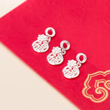 925 Sterling Silver Chinese Blessing Charms Handmade Pendant for DIY Jewelry