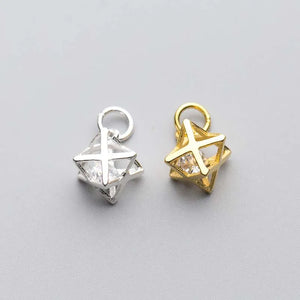 925 Silver Hollow Cage Charms 13x7mm Pendants DIY Earrings