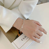 925 Silver Geometric Chain Bracelet Hollow Design