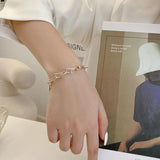 925 Silver Geometric Chain Bracelet Hollow Design