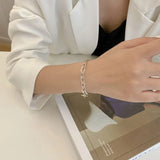 925 Silver Geometric Chain Bracelet Hollow Design