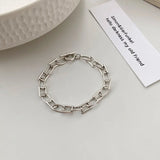 925 Silver Geometric Chain Bracelet Hollow Design