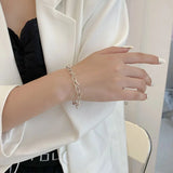 925 Silver Geometric Chain Bracelet Hollow Design