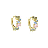 925 Silver Heart Rainbow Cz Huggie Hoops