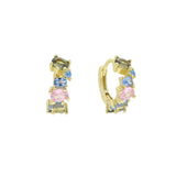 925 Silver Heart Rainbow Cz Huggie Hoops