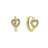 925 Silver Heart Rainbow Cz Huggie Hoops