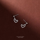 925 Silver Hollow Heart Crystal Earrings Sweet Ear Jewelry