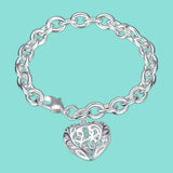 925 Silver Heart Lobster Clasp Charm Bracelet for Women