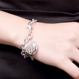 925 Silver Heart Lobster Clasp Charm Bracelet for Women