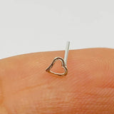 925 Silver Heart Nose Stud Bend Piercing 20pcs