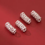 925 Silver Hollow Heart Tube Beads 18mm Bracelet Necklace Charm DIY Jewelry