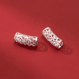 925 Silver Hollow Heart Tube Beads 18mm Bracelet Necklace Charm DIY Jewelry