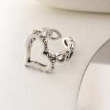 925 Silver Hollow Heart Strip Rings Girls Lover Couple Wedding Engagement