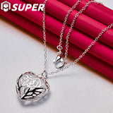 925 Silver Love Heart Ball 18" Necklace For Women
