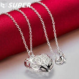 925 Silver Love Heart Ball 18" Necklace For Women