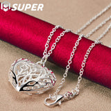 925 Silver Love Heart Ball 18" Necklace For Women
