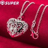 925 Silver Love Heart Ball 18" Necklace For Women
