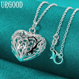 Sterling Silver Hollow Heart Pendant Necklace 16-30 Inch Chain