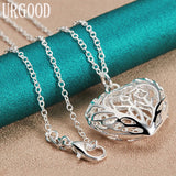 Sterling Silver Hollow Heart Pendant Necklace 16-30 Inch Chain