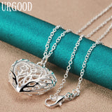 Sterling Silver Hollow Heart Pendant Necklace 16-30 Inch Chain
