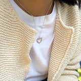 925 Silver Hollow Heart Pendant Necklace Vintage Braided Outline Heart Necklace