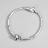 925 Silver Heart Shape Beads Charm Bracelet Jewelry Making Women
