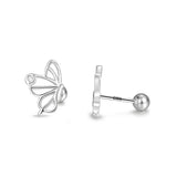 Sterling Silver Hollow Out Butterfly Stud Earrings for Women