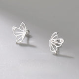 Sterling Silver Hollow Out Butterfly Stud Earrings for Women