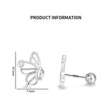 Sterling Silver Hollow Out Butterfly Stud Earrings for Women
