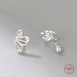 Sterling Silver Hollow Out Butterfly Stud Earrings for Women