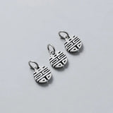 925 Silver Chinese Happiness Round Charms 11mm Bracelet Pendants DIY Findings