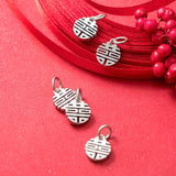 925 Silver Chinese Happiness Round Charms 11mm Bracelet Pendants DIY Findings