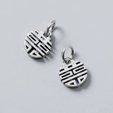 925 Silver Chinese Happiness Round Charms 11mm Bracelet Pendants DIY Findings