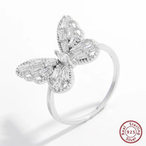 925 Silver CZ Butterfly Ring Women's Animal Jewelry