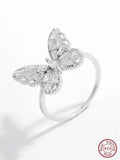 925 Silver CZ Butterfly Ring Women's Animal Jewelry