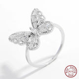 925 Silver CZ Butterfly Ring Women's Animal Jewelry