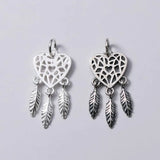 925 Silver Heart Dream Catcher Charm Necklace Pendant DIY Women Jewelry