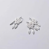 925 Silver Heart Dream Catcher Charm Necklace Pendant DIY Women Jewelry