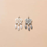 925 Silver Heart Dream Catcher Charm Necklace Pendant DIY Women Jewelry