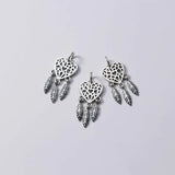 925 Silver Heart Dream Catcher Charm Necklace Pendant DIY Women Jewelry