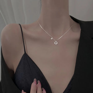925 Silver Love Necklace Pendant with Sparkling Diamond Chain